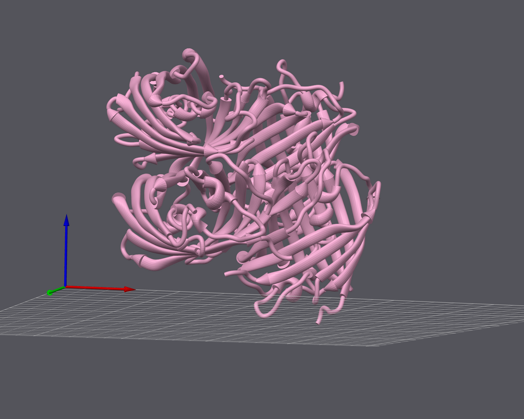 3D rendering of a recombinant antibody structure showing full IgG configuration with heavy and light chains in ribbon format.