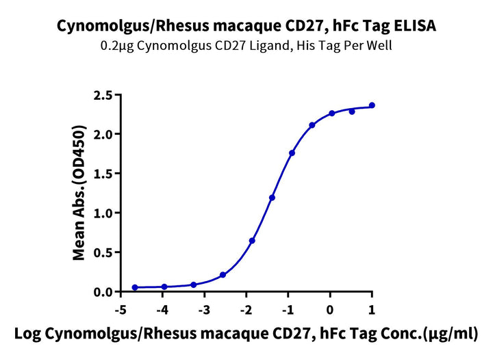 Cynomolgus/Rhesus macaque CD27/TNFRSF7 Protein (CD2-CM227)